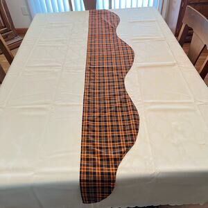 Fall Harvest Reversible Table Mantle Runner Wavy Edge Farmhouse Country 76x11